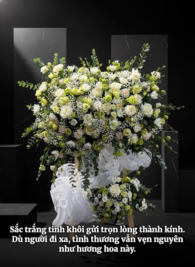 Kệ Hoa Chia Buồn Lan Trắng Cúc Đại Đóa